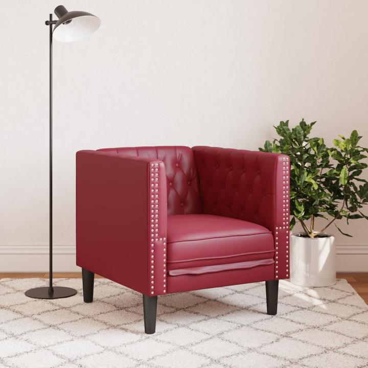 Productafbeelding VidaXL Chesterfield fauteuil loungestoel club fauteuil bank wijn rood kunstleer
