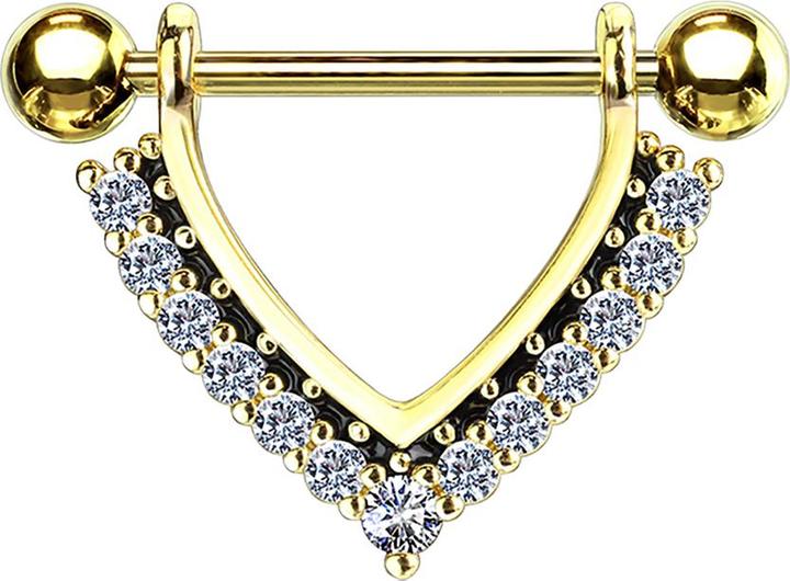 Image du produit Star Piercing Barbell 14k vergoldet Hänger mit Kristallen silber (Acier chirurgical 316L, Laiton)