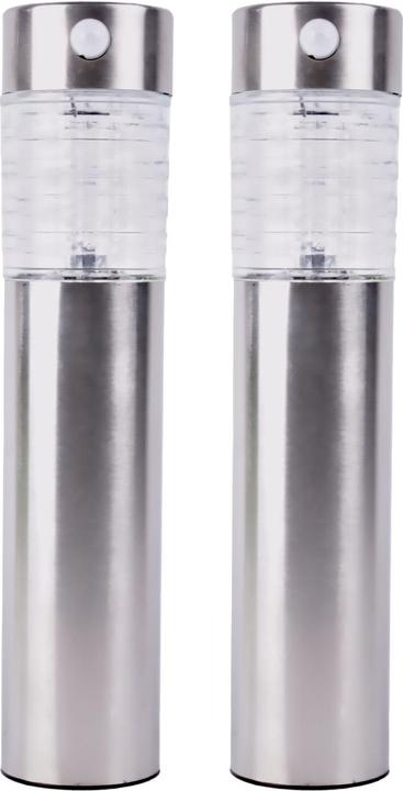 Actual product image Benson Garden Set of 2 stainless steel solar garden lamps with motion sensor