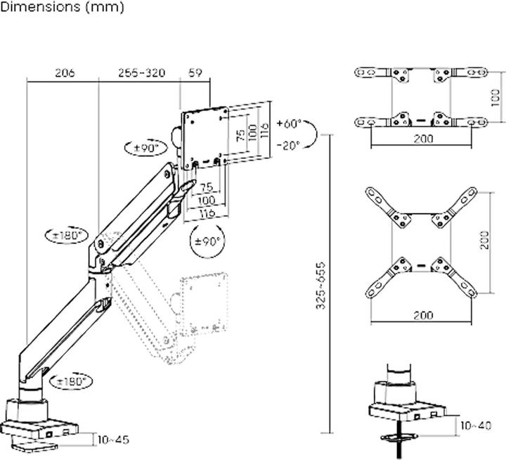Produktbild Wiltec Monitorhalterung Schreibtisch bis 26kg Monitorhalter VESA flach & gebogen
