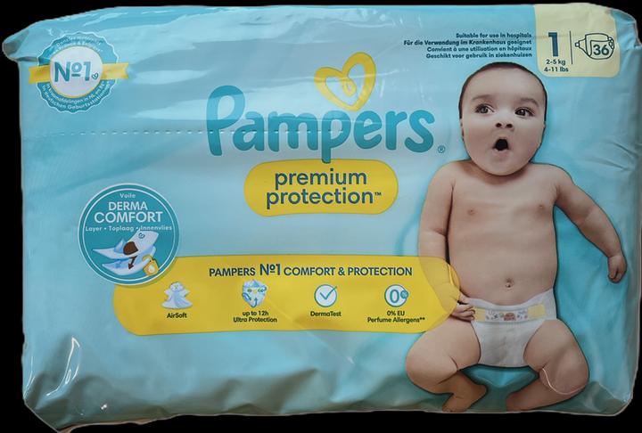 Actual product image Pampers Premium Protection (Size 1, 36 Piece)