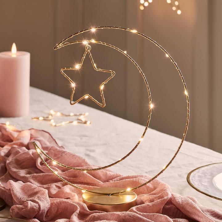 Produktbild Lights4fun LED Halbmond-Stern Tischlampe mit Timer