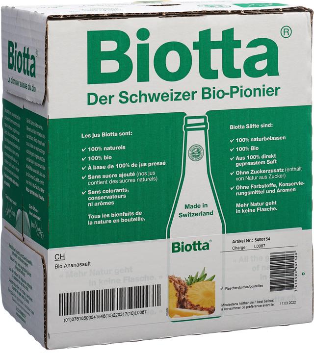 Produktbild Biotta Ananas (6 x 50 cl)