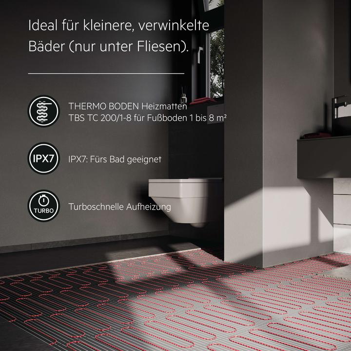 Produktbild AEG Haustechnik elektrische Fussbodenheizung, Komplettset 1 m², 200 W/m², Turbo Thermo Boden TBS TC 200/1 Set Plus