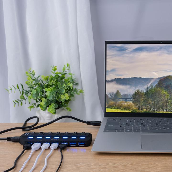 Immagine prodotto Casativo Hub USB 3.0 attivo per un massimo di 7 dispositivi, USB A, commutabile individualmente (USB-A, 7 porte)