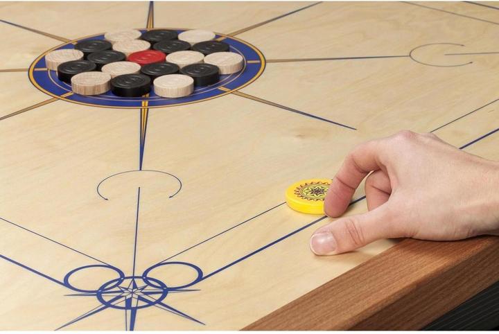 Actual product image Philos Carrom standard, blue yellow, wooden board game, 2 - 4 players, 6 years and up (English)