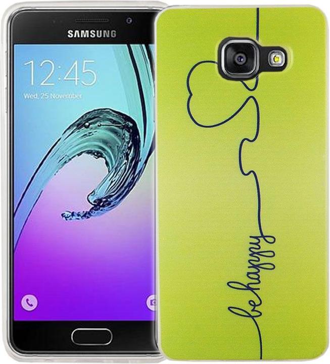 Produktbild König Design Handy Hülle für Samsung Galaxy A3 2016 Be Happy Grün Tasche Cover Motiv Slim TPU (Samsung Galaxy A3 (2016))
