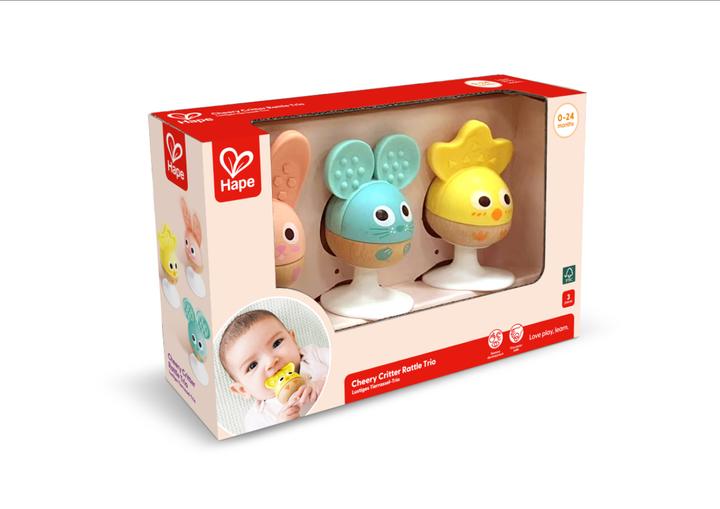 Produktbild Hape Cheery Critter Rattle Trio
