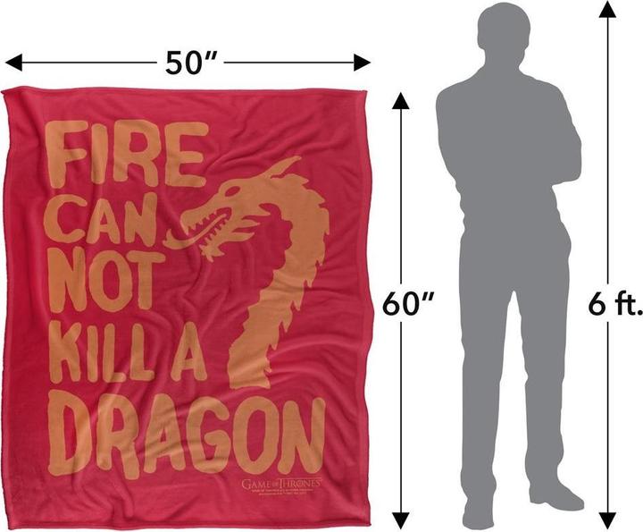 Actual product image Game of Thrones Fire Cannot Kill A Dragon Blanket (152 x 127 cm)