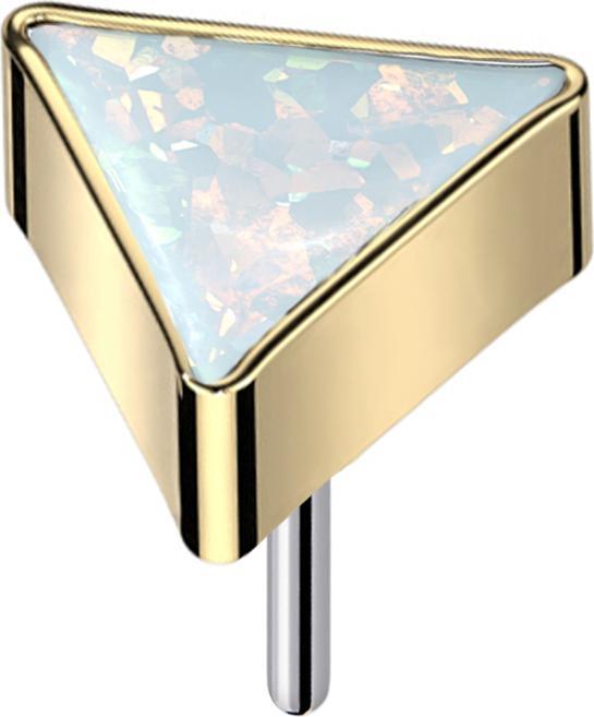 Star Piercing Threadless dreieck vergoldet Opal weiss (ohne Messing, Titan G23)