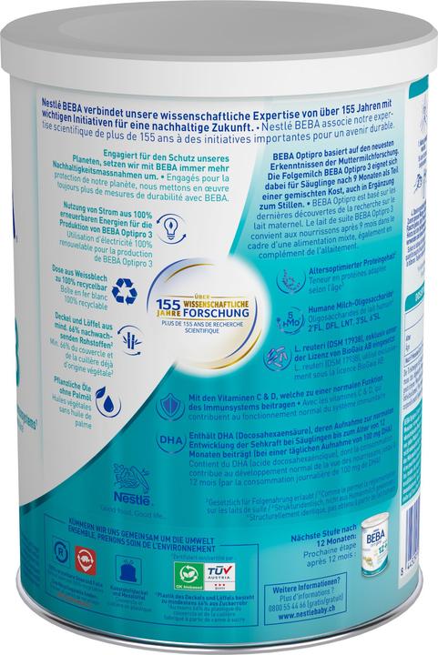Nährwerte und Zutaten Beba Optipro 3 (800 g, ab 8 Monaten)