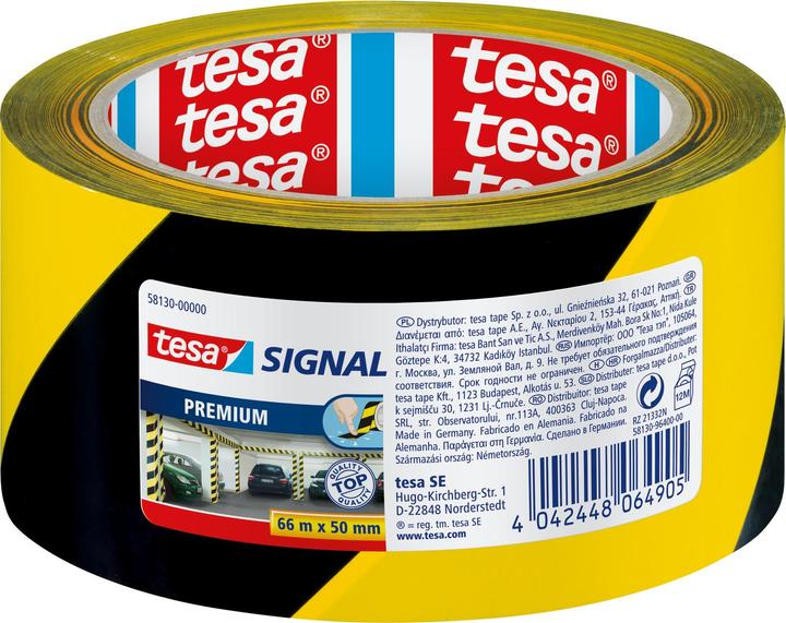 Produktbild tesa PREMIUM Signal Markierungsband, selbstklebendes PVC Warnband zur permanenten Markierung (50 mm)