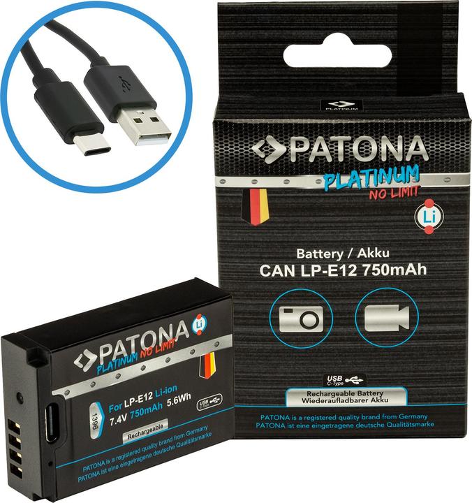 Image du produit Patona Platine USB-C Canon LP-E12 (Batterie)