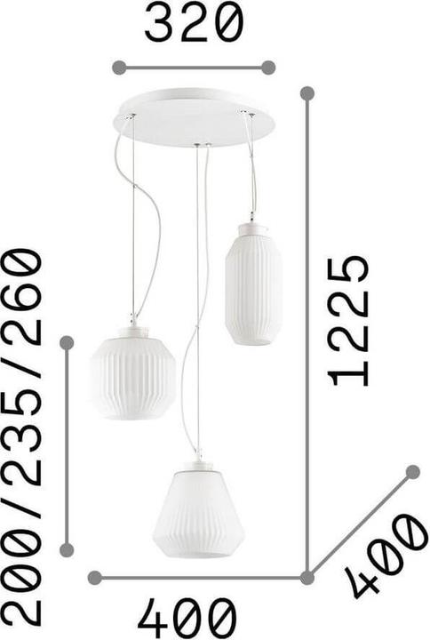 Produktbild Ideal lux ORIGAMI Pendelleuchte E27 3-fach ⌀400mm dimmbar Weiss 198095 (E27)