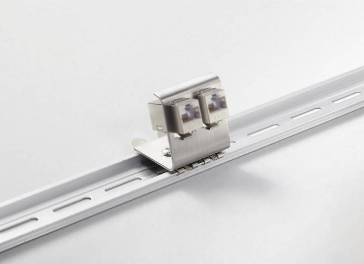 Actual product image Renkforce 2 Port RJ45 Keystone Module for DIN Rail (Keystone module holder)