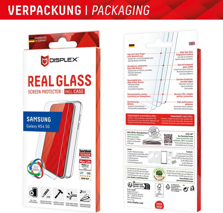 Produktbild Displex Real Glass, 2D Panzerglas + Handyhülle (1 Stück, Samsung Galaxy F54)