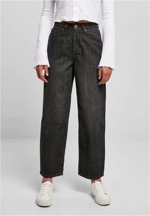 Actual product image Urban Classics Ladies High Waist Wide Leg Cropped Denim Pants (34)