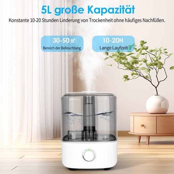 Immagine prodotto Vankarr Ultraschall-Luftbefeuchter mit Top-Fill und 360° Düse (50 m²)