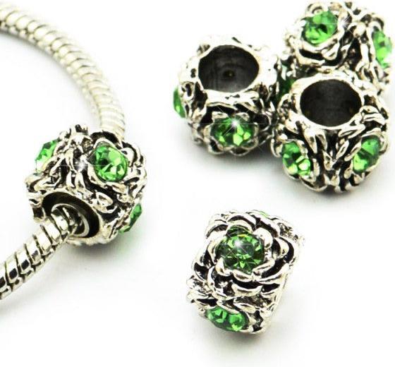Immagine prodotto Hermex Strass Rose Bead argento placcato 925 - Verde argenteo (Lega metallica)