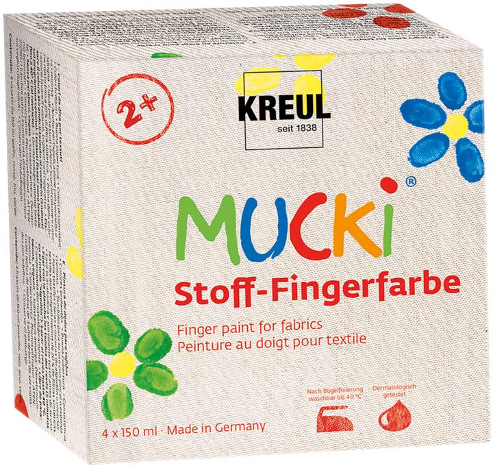 Actual product image Kreul Mucki finger paint textile 4 pcs. set (Yellow, Red, Blue, Green, 600 ml)