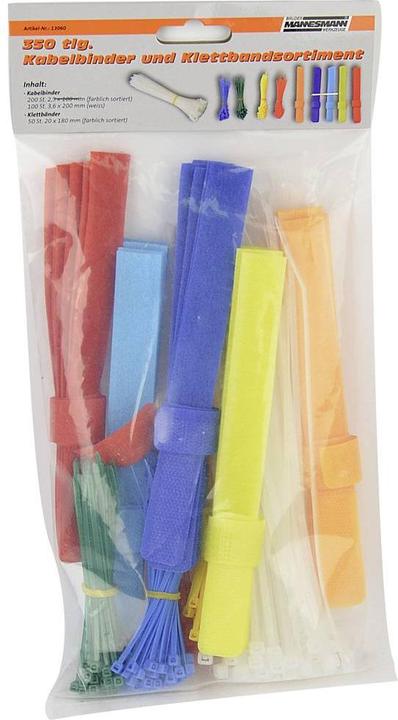 Image du produit Mannesmann Assortiment de colliers de serrage et de bandes auto-agrippantes 350 pcs. (Serre-câbles en plastique, 200 mm, 350 pcs)