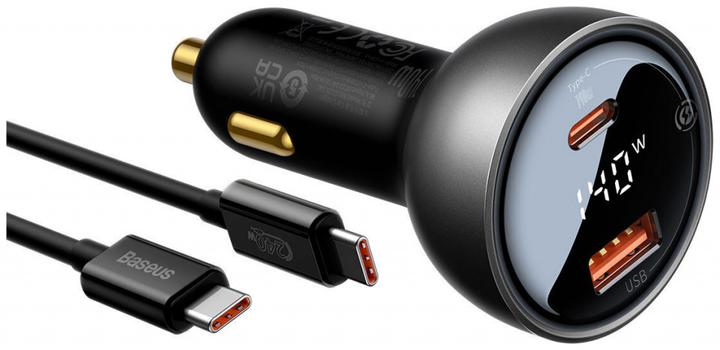 Image du produit Baseus Digital Display fast car charger USB-A / USB-C PD3.1 140W black + USB-C cable Superior