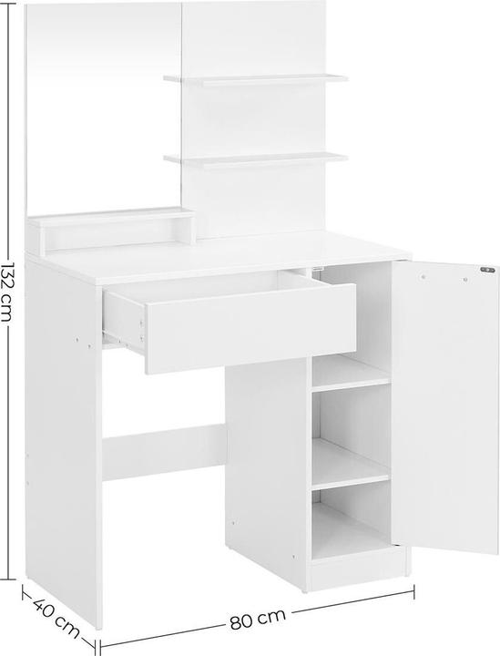 Produktbild Vasagle Schminktisch weiss rechteckig, Wangen-Gestell weiss, 80,0 cm 132,0 cm