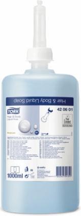 Produktbild Tork Hair & Body Flüssigseife, Shampoo & Duschgel, S1 Spender, Premium Qualität, 1 x 1000 ml (Flüssigseife, 1000 ml)