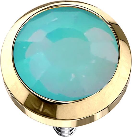 Produktbild Star Piercing Dermal Anchor vergoldet mit Opal grün (Chirurgenstahl 316L)
