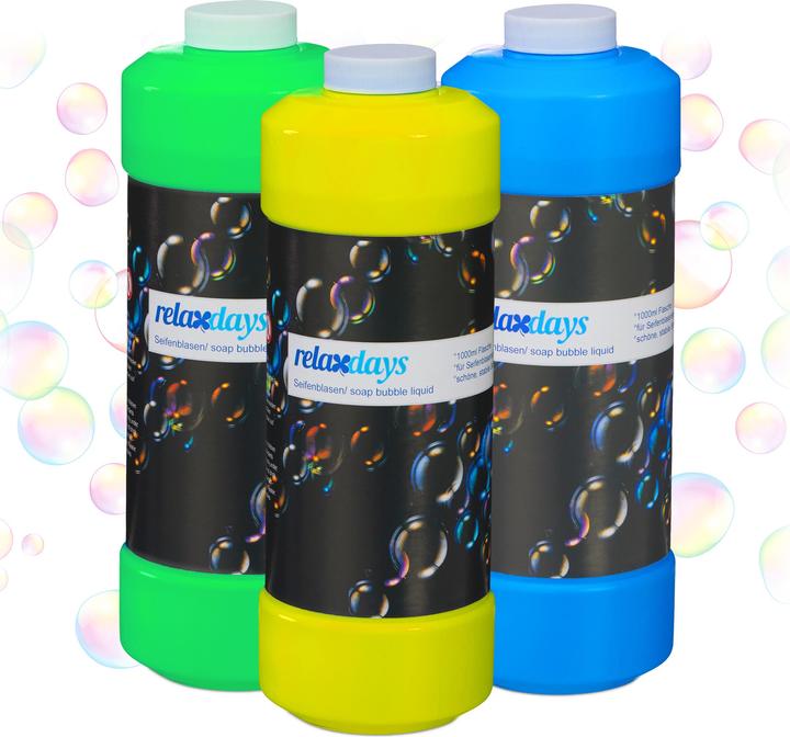 Produktbild Relaxdays 3x Seifenblasen-Nachfüllflasche