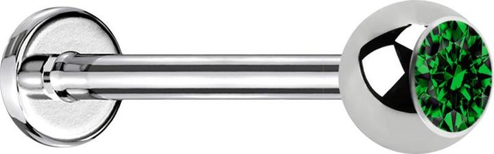 Image du produit Star Piercing Micro Labret silber mit Kugel und Kristall grün (sans laiton, Acier chirurgical 316L)