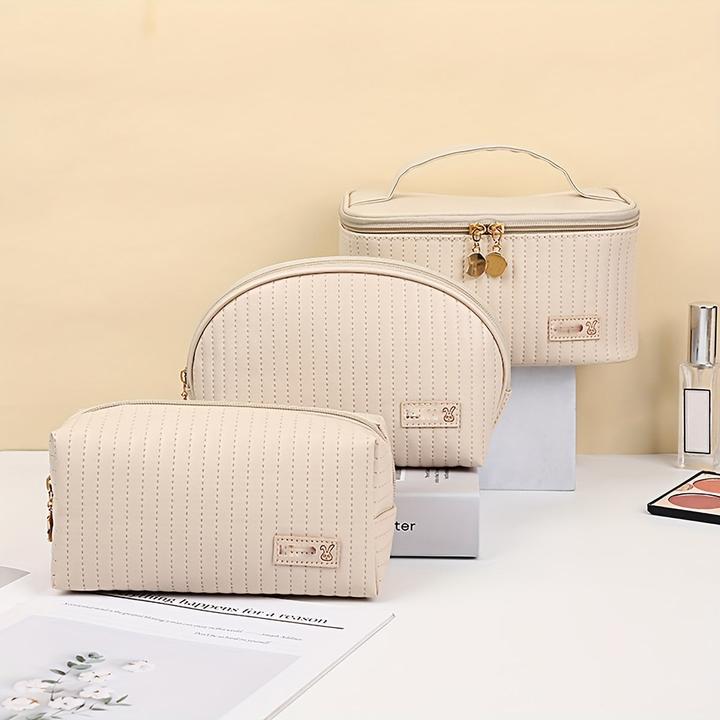 Produktbild Only-Bags.Store 3pcs/set Kosmetiktasche, tragbare grosse Öffnung quadratische Kosmetiktasche / Shell Design