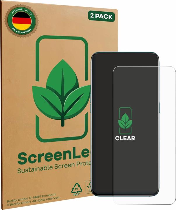 Productafbeelding ScreenLeaf Schutzfolie nachhaltiger Displayschutz Display Schutz Folie Klar Transparent (2 Stuk, Oppo Reno 5G)