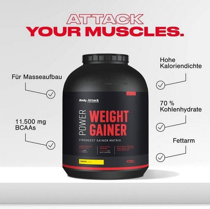 Actual product image Body Attack Power Weight Gainer (1500g can) (Strawberry, 1 pcs., 1500 g)