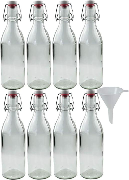 Actual product image Viva scandinavia Glasflaschen-Set mit Bügelverschluss (8 Stück, 0,5 L) inkl Trichter (8 pcs., 4 l)
