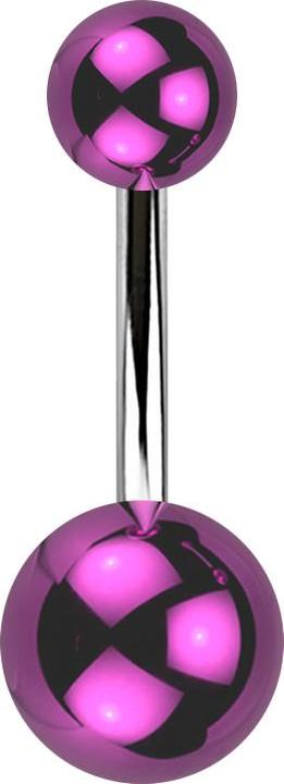 Produktbild Star Piercing Banane silber mit zwei Kugeln glasbeschichtet violett (Acryl, ohne Messing, Chirurgenstahl 316L)