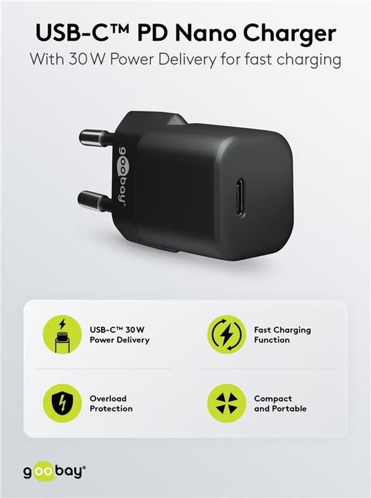 Produktbild Goobay USB-C Nano Schnellladegerät mit GaN Technologie (30 W)