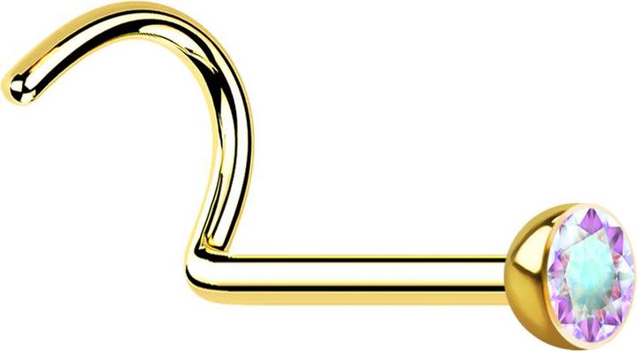 Produktbild Star Piercing Nasenstecker gebogen vergoldet mit Kristall multicolor (Chirurgenstahl 316L, ohne Messing)