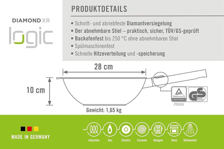 Image du produit Woll 11028PLCI Pro Logic induction, poêle en fonte (28 cm, Wok, Aluminium)