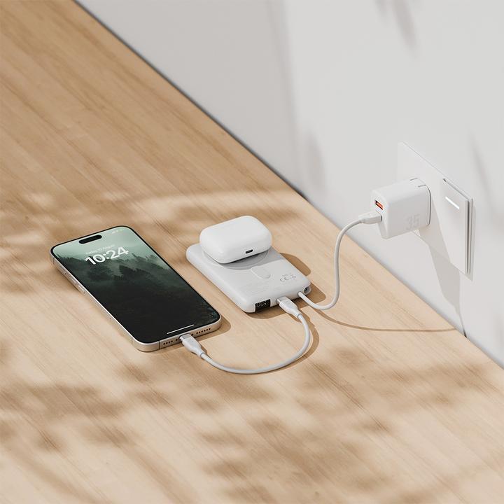 Actual product image Energea PowerBank Bazic Fusion Mag 10000mAh MagSafe Cable USB-C grey
