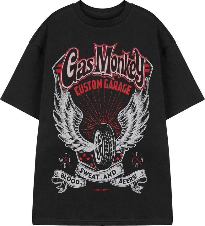 Actual product image Gas Monkey Garage Mens Winged Tyre T-Shirt (M)