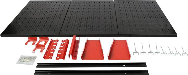 Immagine prodotto Wiltec Parete attrezzi 120x60cm 3 pannelli forati 17 ganci Parete forata Parete officina