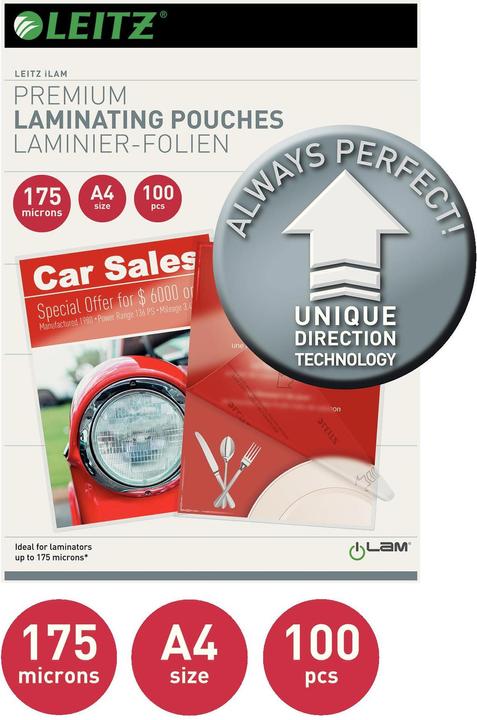 Produktbild Leitz Laminierfolie (A4, 100 Stück, 175 µm)