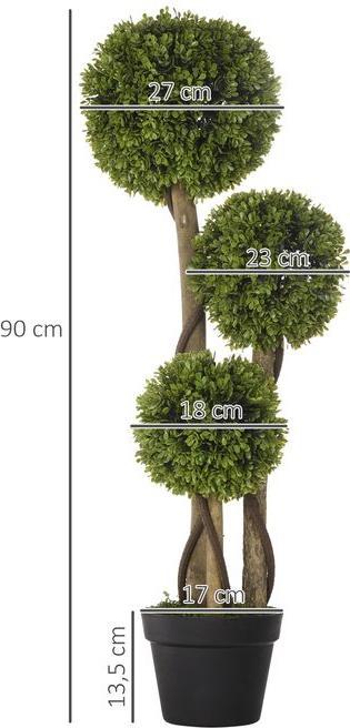 Immagine prodotto Swisshandel24 Pianta artificiale, bosso da 90 cm in vaso da fiori, protezione UV, pianta da appartamento per (90 cm)