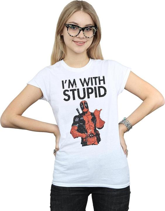 Actual product image Womens/Ladies Deadpool I'm With Stupid Cotton T-Shirt (XXL)