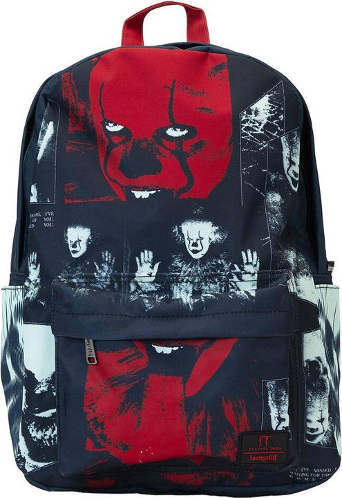 Actual product image Loungefly IT by Full-Size Backpack Pennywise I Heart Horror