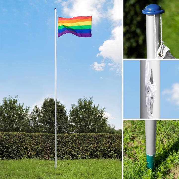 Actual product image tectake Flagpole aluminium