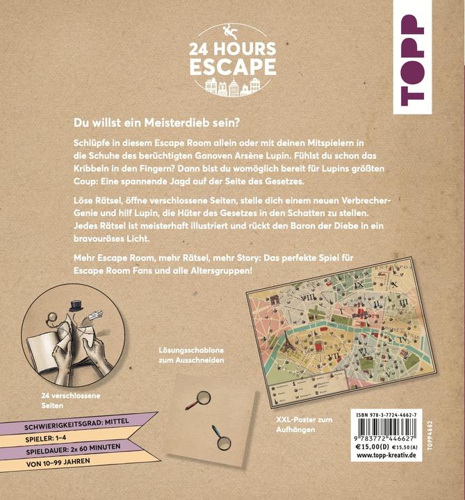 Image du produit 24 HOURS ESCAPE - Le jeu de l'escape room : Lupin le maître voleur et le gros coup (Allemand)