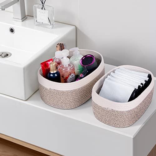 Produktbild Alopini 4er Set Aufbewahrungskorb gewebtes Baumwollseil, Korb Aufbewahrung Wickeltisch Organizer