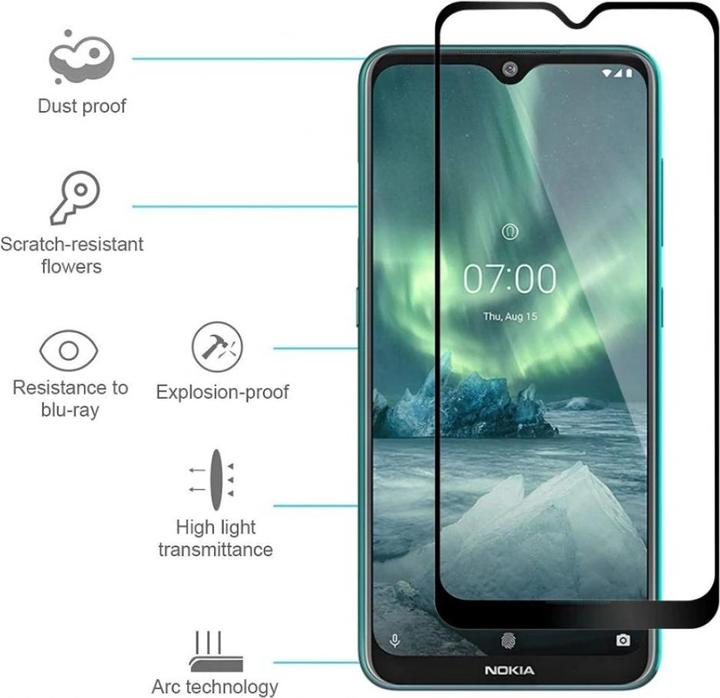 Produktbild Screenguard Nokia 7.2 Full Screen Panzerglas Schutzfolie 2.5D 9H (1 Stück, Nokia 7.2)